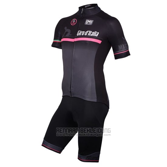 2016 Fahrradbekleidung Giro D'italien Shwarz und Rot Trikot Kurzarm und Tragerhose